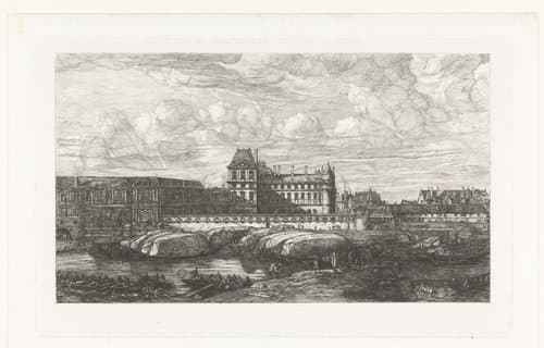 Louvre op de oever van de Seine in Parijs by Charles Meryon