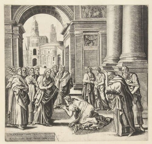 Christus en vrouw van Kanaän by Balthazar van den Bos