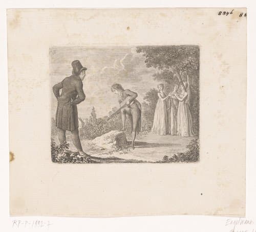 Mr. de Vollange speelt op zijn gitaar, terwijl drie dames en een heer luisteren by Daniel Nikolaus Chodowiecki