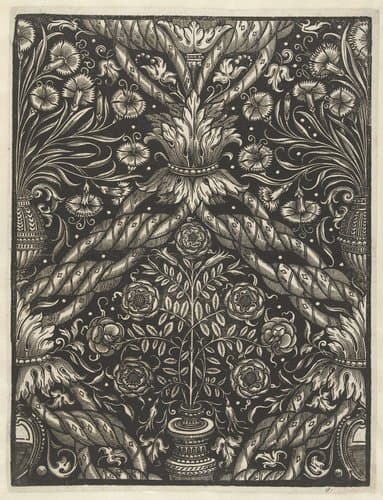 Sheet of Wallpaper with Vase and Flowers by anonymous