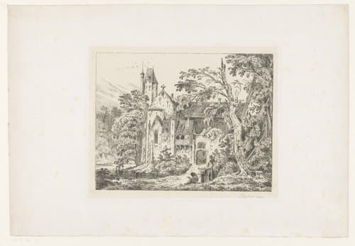 Klooster in een bos by Karl Eduard Ferdinand Heinrich Blechen