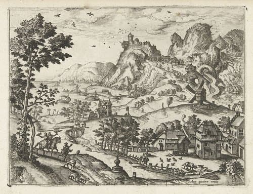Landschap met valkenjacht by Joannes van Doetechum (I)