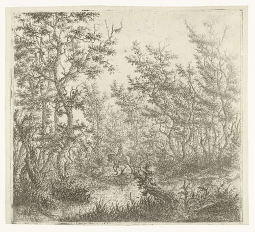 Boslandschap met een ruiter by Claes van Beresteyn