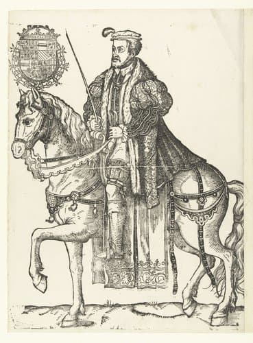 Portret van Karel V te paard by Cornelis Anthonisz.