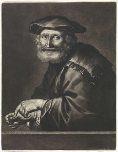 Lachende man met een munt in de hand by Abraham Bloteling