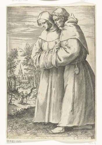 Twee lopende monniken by Cornelis Dircksz. Boissens