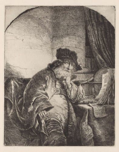 Peinzende filosoof by Ferdinand Bol