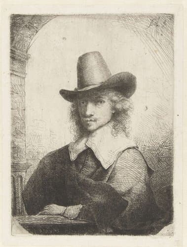 Portret van een man met een hoge hoed by Ferdinand Bol