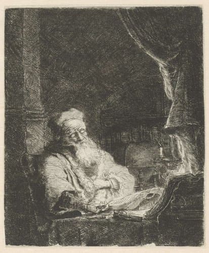 Slapende filosoof by Ferdinand Bol
