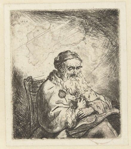 Zittende oude man met boek by Ferdinand Bol