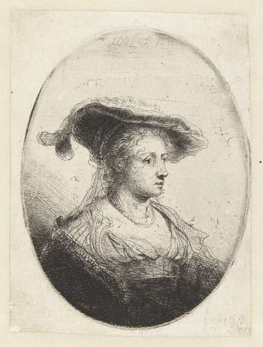 Jonge vrouw met hoed by Ferdinand Bol