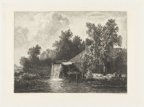 Een watermolen by Johannes Arnoldus Boland