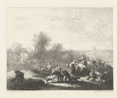 Het pontveer by Johannes Arnoldus Boland