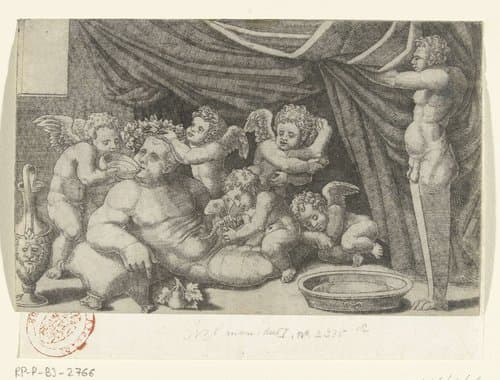 Bacchus met putti by Cornelis Bos