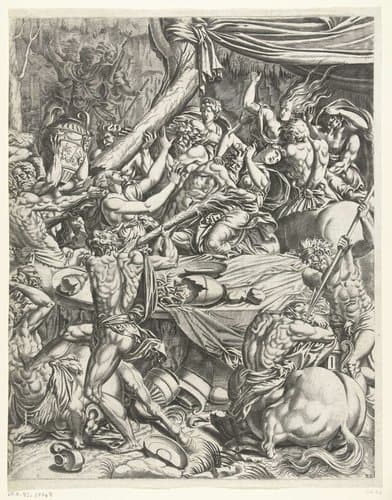 Strijd tussen de Lapithen en Centauren by Cornelis Bos