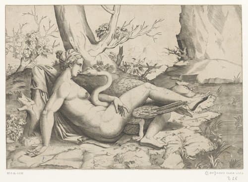 Leda en de zwaan by Cornelis Bos