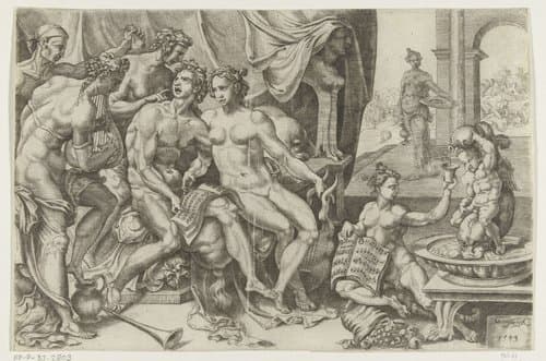 De verloren zoon verbrast zijn geld by Cornelis Bos