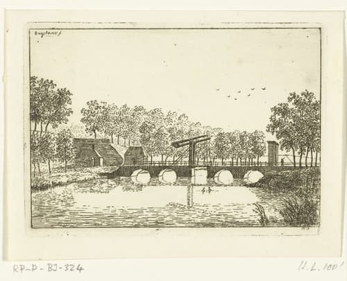Gezicht op een brug bij Alkmaar by Ernst Willem Jan Bagelaar
