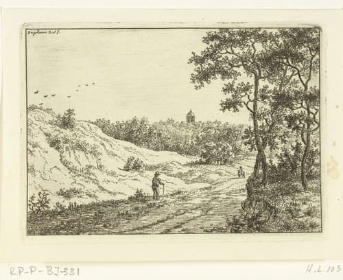 Duinlandschap met wandelaar bij Bloemendaal by Ernst Willem Jan Bagelaar
