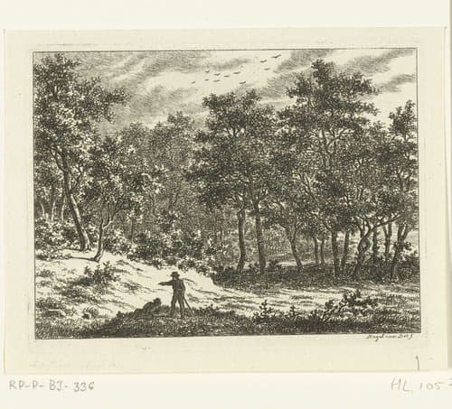 Landschap met een liggende en een staande man by Ernst Willem Jan Bagelaar