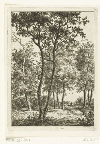 Landschap met ruiter en wandelaar by Ernst Willem Jan Bagelaar