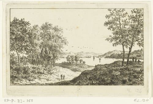 Heuvelachtig landschap met rivier by Ernst Willem Jan Bagelaar
