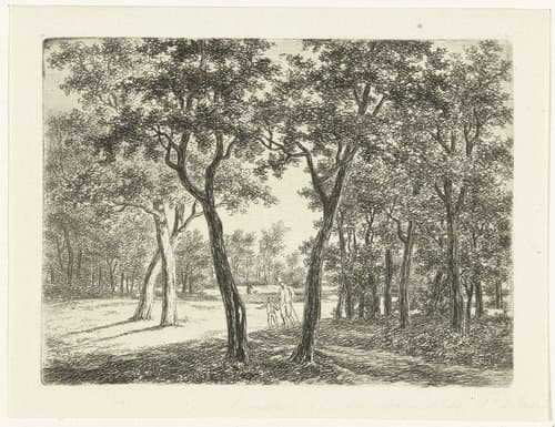 Boslandschap met een man en een jongetje by Ernst Willem Jan Bagelaar