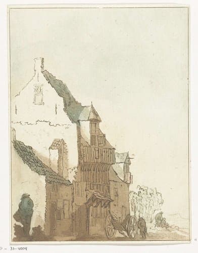 Huis met kruiwagen voor de deur by Anthonie van den Bos