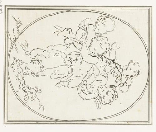 Vijf putti met bloemtakken by Anthonie van den Bos