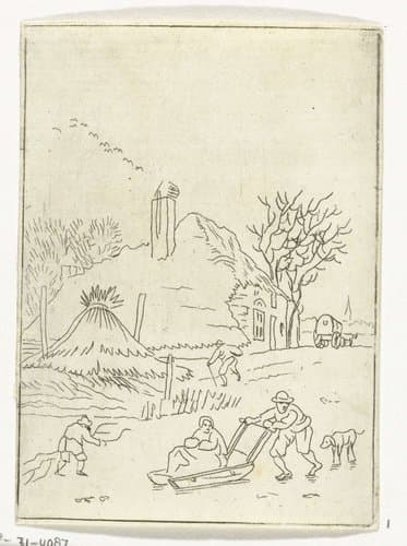 Winterlandschap met ijsvermaak by Anthonie van den Bos