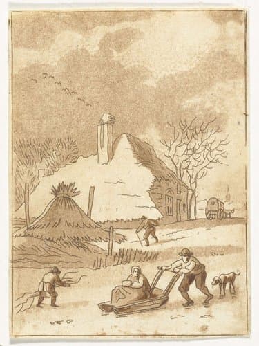 Winterlandschap met ijsvermaak by Anthonie van den Bos