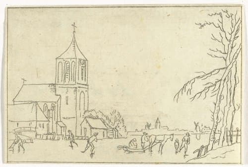 Wintergezicht by Anthonie van den Bos