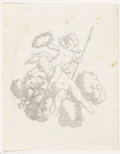 Twee putti by Anthonie van den Bos