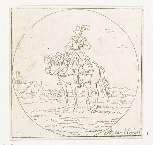Ruiter op staand paard in medaillon by Anthonie van den Bos