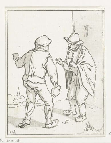 Twee staande mannen in gesprek by Anthonie van den Bos
