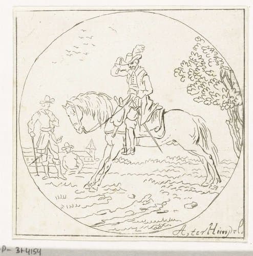 Ruiter in medaillon by Anthonie van den Bos