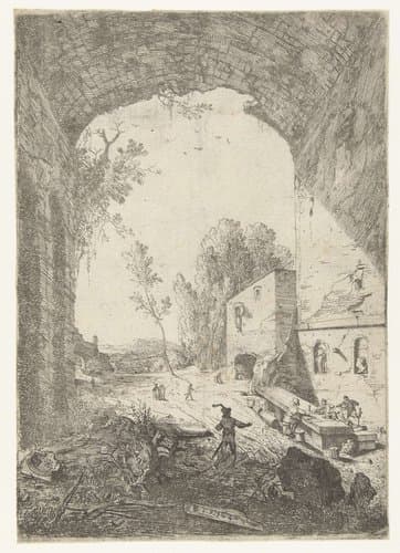 Herberg bij de Grotta della Ninfa Egeria by Bartholomeus Breenbergh