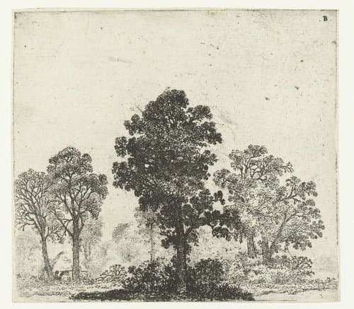 Landschap met boom in het midden by Jan van Brosterhuyzen