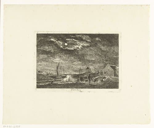 Spakenburg bij maanlicht by Hermanus van Brussel