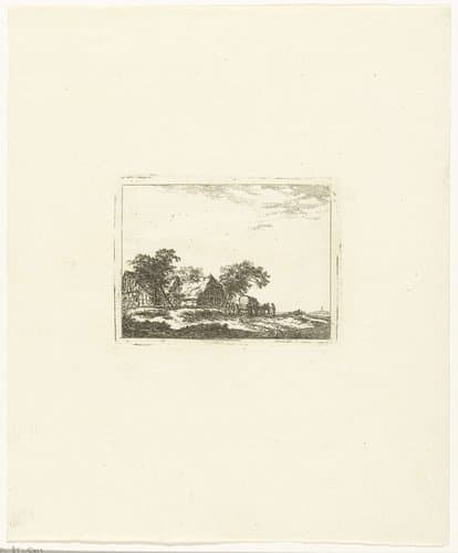 Landschap met reiskoets en passagiers by Hermanus van Brussel