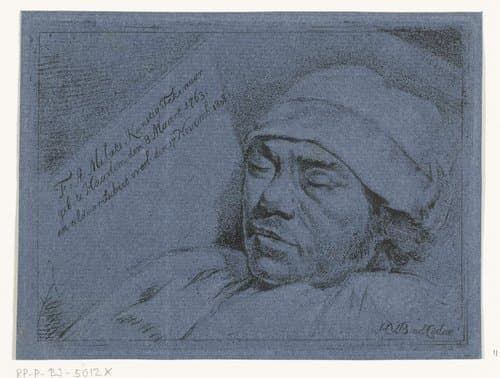 Portret van de schilder Franciscus Andreas Milatz op zijn doodsbed by Hermanus van Brussel
