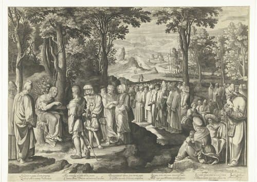 Johannes de Doper predikt tot de menigte by Nicolaes de Bruyn