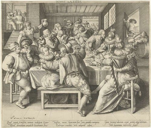 Een huis vol feestrumoer by Nicolaes de Bruyn