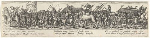 Militair konvooi, vergezeld door de Dood by Johann Theodor de Bry