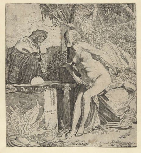 Bathseba en de oude vrouw by Willem Pietersz Buytewech