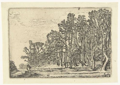 Landschap met boerderij tussen bomen by Willem Pietersz Buytewech