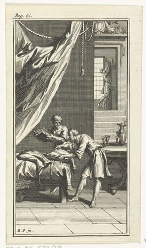 Twee mannen bladeren in boeken by Andries van Buysen (Sr.)