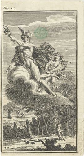 Mercurius en Cupido op een wolk by Andries van Buysen (Sr.)