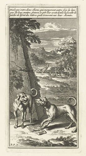 Dialoog tussen twee honden by Andries van Buysen (Sr.)