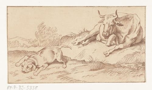 Koe en hond by Jacobus Buys